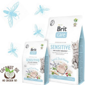Хипоалергенна суха храна Brit Care Cat Grain-Free Insect с протеин от насекоми и прясна херинга, за котки с различни кожни и храносмилателни проблеми